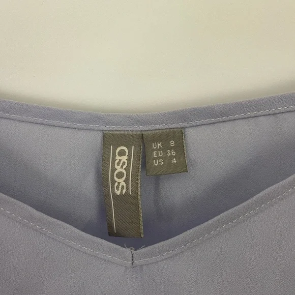 ASOS Top Women’s 4 Purple Flutter Sleeve Crop Semi Sheer Blouse Sexy - Picture 7 of 8